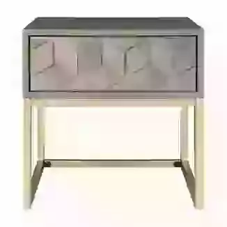 Grey Wash Mango Wood End Table with Drawer and Gold Legs